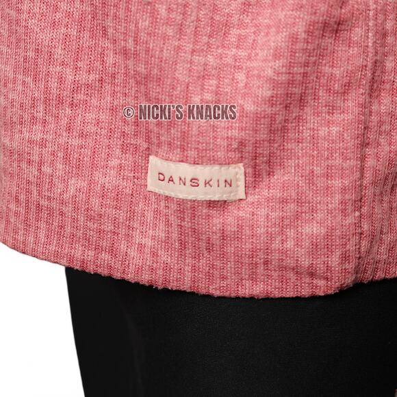 Danskin Ribbed Knit Hoodie Thumbhole Long Sleeve Pullover Pink Size M - Picture 6 of 9